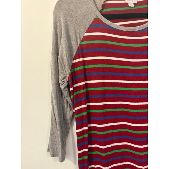 LuLaRoe Randy Baseball Tee Size Medium 3:4 Sleeves Striped Raglan-Style Spandex - Picture 2 of 6